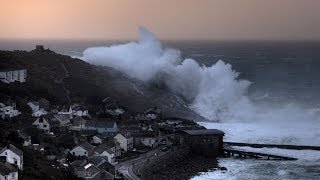 Cornwall Huge Winter Storm  Porthcurno Sennen Lands End [upl. by Aicirtak979]