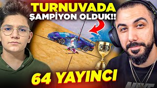 64 YAYINCI TEK UÃ‡AKTA BÃœYÃœK YAYINCI TURNUVASINDA ÅAMPÄ°YON OLDUK  PUBG MOBILE [upl. by Assiluy]