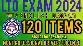 LTO NONPROFESSIONAL EXAM REVIEWER 2024  CODE A A1 ENGLISH PART 3 [upl. by Skrap]