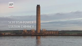 Scottish power station chimney demolished [upl. by Nollad]