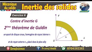 Centre d’inertie G un quart de disque creux homogène de rayon interne r1 et externe r2 exercice 6 [upl. by Fellner]