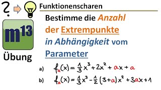 Funktionenscharen Anzahl der Extremstellen in Abhängigkeit vom Parameter [upl. by Ettesus567]