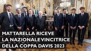 Mattarella incontra la Nazionale italiana maschile di Tennis vincitrice della Coppa Davis 2023 [upl. by Siana]