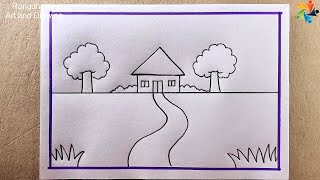 Best Easy Scenery Drawing  Easy pencil Drawing Technique [upl. by Suzetta]