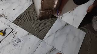 New technique in ceramic tile installation 50x50 [upl. by Elletsirhc]