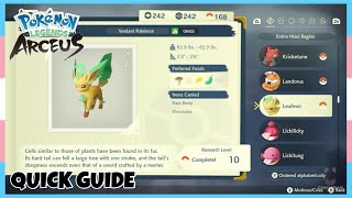 Where To Catch Leafeon Obsidian Fieldlands In Pokemon Legends Arceus  Location Quick Guide [upl. by Doss]