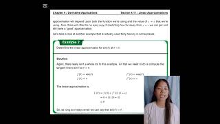 Chapter 4 Derivative Applications Section 411 Linear Approximations Example 2 [upl. by Refanej763]