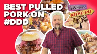 Craziest DDD Pulled Pork Videos with Guy Fieri  Diners DriveIns and Dives  Food Network [upl. by Htenek]