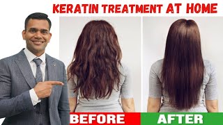 Keratin Treatment At Home For Straight  Smooth And Shiny Hair [upl. by Puri732]