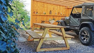 Anleitung stabilen Picknicktisch Picknickbank Bierbank Sitzgruppe für den Garten selbst bauen [upl. by Yentrac]