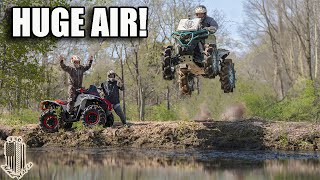 Jumping My CanAm Renegade Into A Pond INSANE [upl. by Annuaerb]