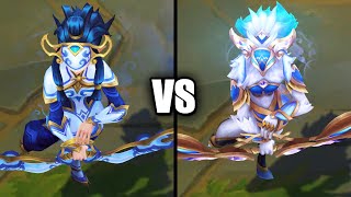 Porcelain Kindred vs Prestige Porcelain Kindred Skins Comparison League of Legends [upl. by Teague]