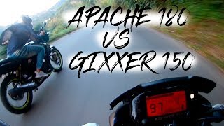 Gixxer 150 VS Apache 180  RACING [upl. by Atikkin]