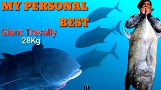 MY PERSONAL BEST GIANT TREVALLY 28KG SPINNED SHOT  BORACAY SPEARFISHING ADVENTURE [upl. by Vaios]