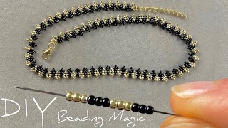 How to Make Necklace with Beads Seed Bead Jewelry Making Tutorials [upl. by Dnivra]