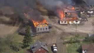 Fire crews battle quickly spreading barn blaze [upl. by Enelegna759]