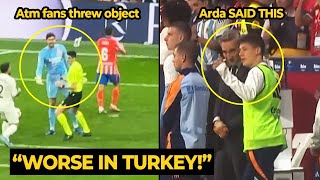 Arda Güler unseen reaction after Atletico fans throwing object to Courtois during the Derby chaos [upl. by Tab]