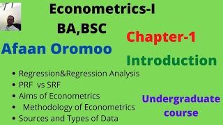 EconometricsI BABSCAfaan OromooChapter 1Introduction [upl. by Anehc]