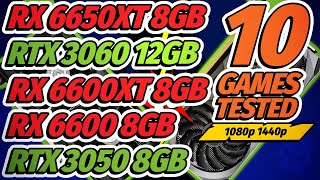 RX 6650 XT vs RTX 3060 vs RX 6600 XT vs RX 6600 vs RTX 3050 1080p 1440p  Tested in 10 Games [upl. by Allin]