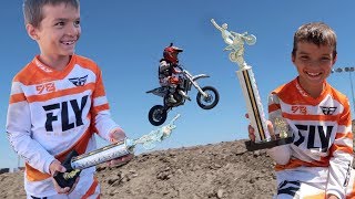 🤩 FINISHING FIRST SERIES OF MOTOCROSS WITH A TROPHY 🏆 KIDS FIRST DIRT BIKE RACE AWARD 🏅 [upl. by Kimmy]