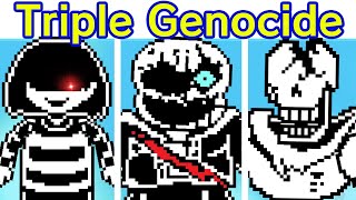 Friday Night Funkin Genocidal Trouble  Sans Papyrus Chara Undyne Sings Triple Trouble FNF Mod [upl. by Leuname]