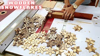 How To Make Wooden Christmas Snowflakes On A Table Saw  Easy Cheap and Beautiful [upl. by Ganley69]