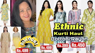 FESTIVEWear Kurta Kurti HaulCOTTON RAYON Kurti HaulFloral Anarkali Kurti Haul amazon fashion [upl. by Llebpmac]