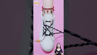 Trendy style tie shoelaces design for girls sneakers lacing fashion tips shorts shoeslacestyles [upl. by Ttam]