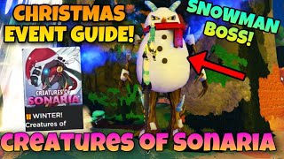 CHRISTMAS EVENT QUICK AND EASY GUIDE HOW TO GET FAST BELLS SNOWMAN BOSS  Creatures of Sonaria [upl. by Sainana]