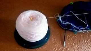 Easy DIY recycled yarn holder yarn butler for a yarn cake  watch it spin [upl. by Eva]