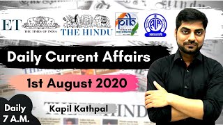 The Hindu Analysis Daily Current Affairs 1st August 2020 by Kapil Kathpal for All Exams [upl. by Leila287]