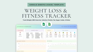 Weight Loss Tracker  Google Sheets amp Excel Template  Fitness Tracker  Protein Tracker  BMI [upl. by Hajile788]