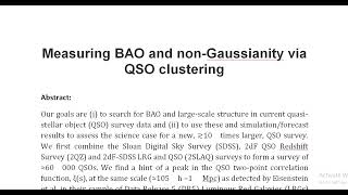 Measuring BAO and non Gaussianity via QSO clustering [upl. by Yraht]