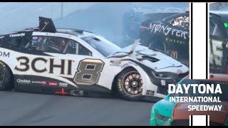 Tyler Reddick gets loose triggers big wreck late in the Daytona 500  NASCAR [upl. by Boycey]