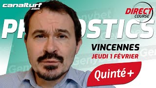 Pronostic Quinté et des courses PMU du Jeudi 1 février 2024  En partenariat avec GenybetTurf [upl. by Eelek]