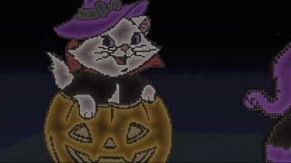 MC PIXEL ART HALLOWEEN 2016 WITCH CAT JACK O LANTERN MINECRAFT GLOWINTHEDARK SPEED BUILD [upl. by Annahavas]