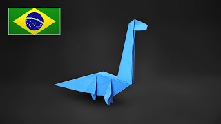 Origami de Dinossauro Braquiossauro  Tutorial PTBR [upl. by Meesan832]