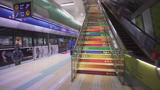 United Arab Emirates Dubai metro ride from Deira City Centre to Airport Terminal 1 [upl. by Kcam]