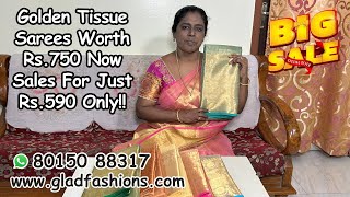 Wow Golden Tissues Sarees 🔥 Rs800 Worth Trending Sarees Rs590 AHHH Buy Now amp Save More [upl. by Mollee67]