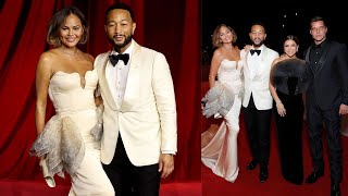 Chrissy Teigen and John Legend Shine on Date Night at Academy Museum Gala [upl. by Suirauqram812]