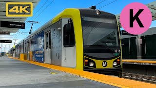 Los Angeles Metro Rail K Line Full Ride Northbound Expo Crenshaw Kinki Sharyo P3010 4K Train Ride [upl. by Neelak]