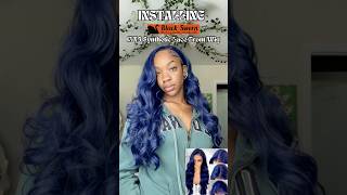 Installing BlackSwern Dark Blue Synthetic Wig [upl. by Gridley699]