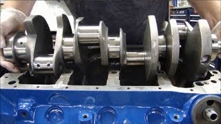 Engine Building Part 3 Installing Crankshafts [upl. by Ahsitniuq]