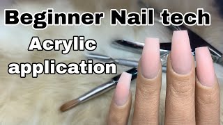 Beginner Nail Tech Tutorial  How To Acrylic Application [upl. by Meeki855]