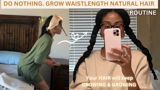 DO NOTHING GROW WAISTLENGTH HAIR LITERALLY MY ROUTINE  4C waistlength hair journey 4c growhair [upl. by Ruffin]