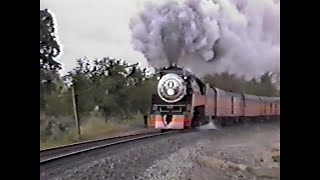 Southern Pacific 4449Leaving Roseville Ca heading North towards Portland Oregon Filmed in 1991 [upl. by Matthaeus212]