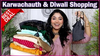 Real mirror kurta set leheriya saree Amazon kurta pant haul karwachauth amp Diwali haul with Vaishali [upl. by Obla]