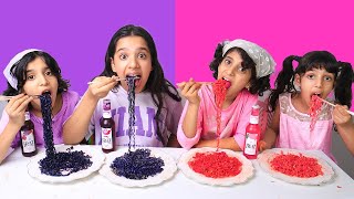 pink vs purple food challenge [upl. by Lissie]