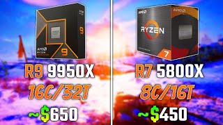 AMD RYZEN 9 9950X vs RYZEN 7 5800X  Test in 6 Games [upl. by Ahen157]