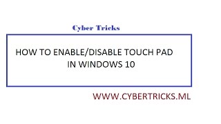 HOW TO ENABLE OR DISABLE TOUCHPADMOUSE IN WINDOWS 10 [upl. by Calley302]